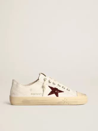 V-Star da donna in nappa bianca con stella rossa glitterata