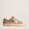 V-Star da donna in pelle scamosciata grigio tortora con stella in pelle grigio chiaro