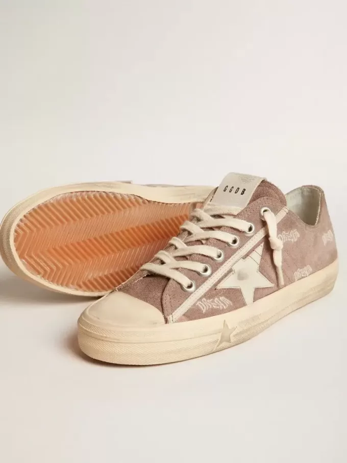 V-Star da donna in pelle scamosciata grigio tortora con stella in pelle grigio chiaro