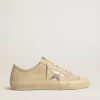 V-Star da donna in pelle scamosciata perlata con stella in pelle metallizzata argento