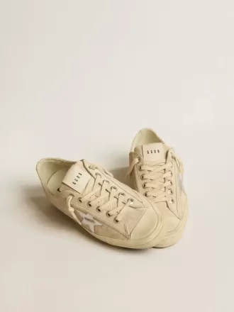 V-Star da donna in pelle scamosciata perlata con stella in pelle metallizzata argento