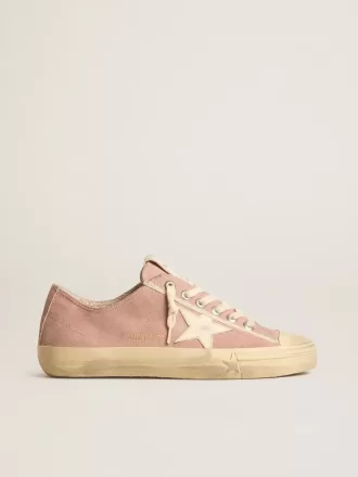 V-Star da donna in pelle scamosciata rosa con stella in pelle color crema