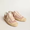 V-Star da donna in pelle scamosciata rosa con stella in pelle color crema