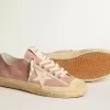 V-Star da donna in pelle scamosciata rosa con stella in pelle color crema