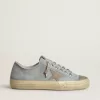 V-Star da donna in tela azzurra con stella in pelle grigio tortora
