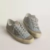 V-Star da donna in tela azzurra con stella in pelle grigio tortora