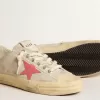 V-Star da donna in tela grigio chiaro con stella in pelle rossa