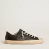 V-Star da uomo in pelle nappa nera con stella in pelle nera