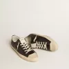 V-Star da uomo in pelle nappa nera con stella in pelle nera