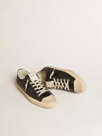 V-Star da uomo in pelle nappa nera con stella in pelle nera
