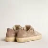 V-Star da uomo in pelle scamosciata grigio tortora con stella in pelle grigio chiaro