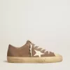 V-Star da uomo in pelle scamosciata grigio tortora con stella in pelle nappa bianca