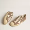 V-Star da uomo in pelle scamosciata grigio tortora con stella in pelle nappa bianca