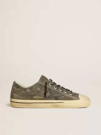 V-Star da uomo in pelle scamosciata nera con stella in pelle nera
