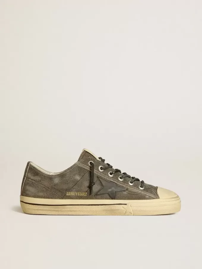 V-Star da uomo in pelle scamosciata nera con stella in pelle nera