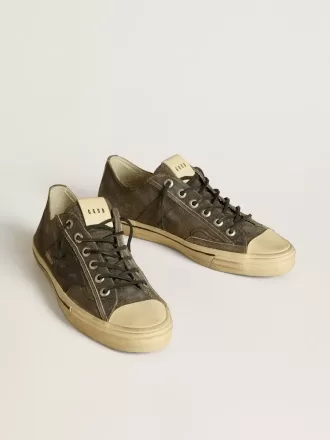 V-Star da uomo in pelle scamosciata nera con stella in pelle nera