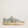 V-Star da uomo in tela azzurra con stella in pelle grigio tortora