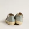 V-Star da uomo in tela azzurra con stella in pelle grigio tortora