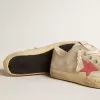 V-Star da uomo in tela grigio chiaro con stella in pelle rossa