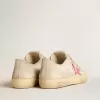 V-Star da uomo in tela grigio chiaro con stella in pelle rossa