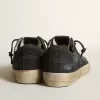 V-Star in denim blu notte con stella e puntale in pelle nera
