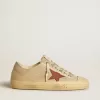 V-Star in nylon color quarzo con stella in nabuk rosso mattone