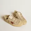 V-Star in nylon color quarzo con stella in nabuk rosso mattone