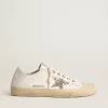 V-Star in pelle bianca con stella glitterata platino