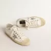 V-Star in pelle bianca con stella glitterata platino