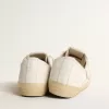 V-Star in pelle bianca con stella glitterata platino