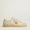 V-Star in pelle bianca con stella in pelle metallizzata dorata