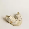 V-Star in pelle bianca con stella in pelle metallizzata dorata