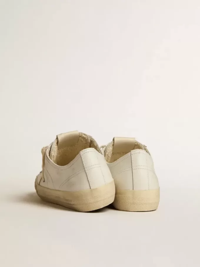 V-Star in pelle bianca con stella in pelle metallizzata dorata