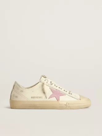 V-Star in pelle nappa beige con stella in pelle scamosciata rosa antico