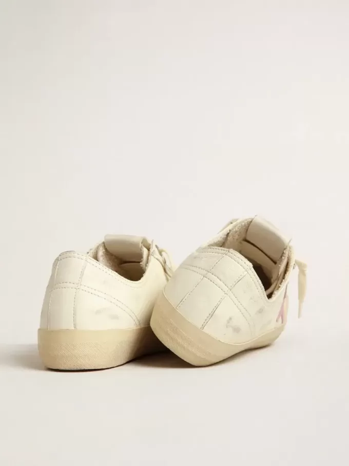 V-Star in pelle nappa beige con stella in pelle scamosciata rosa antico