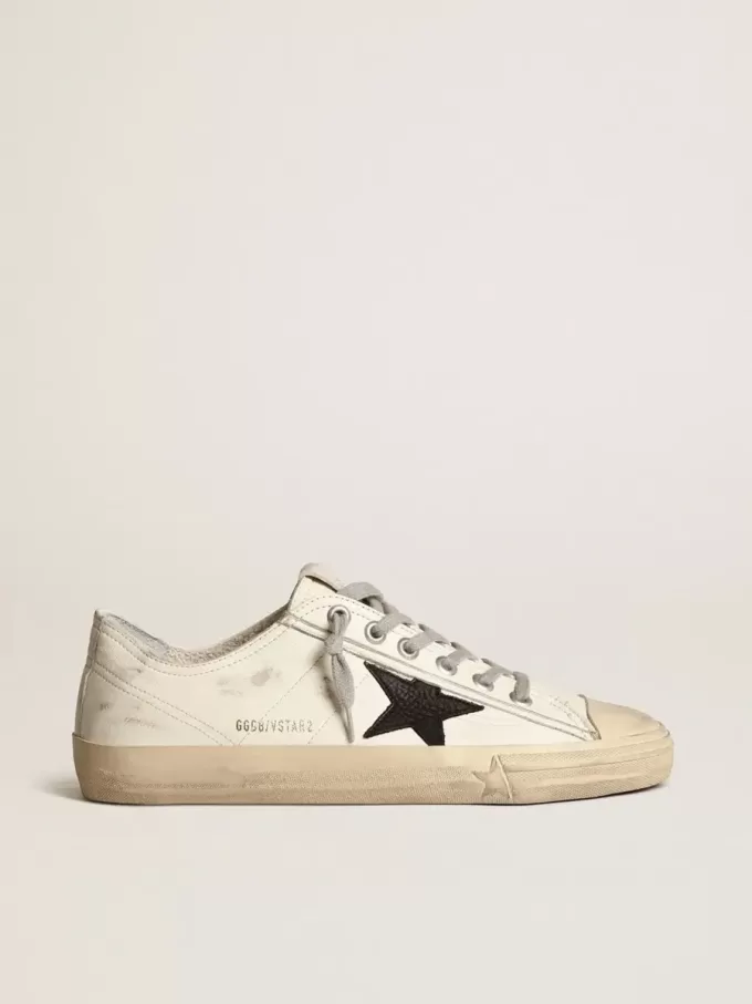 V-Star in pelle nappa con stella in pelle nabuk nera