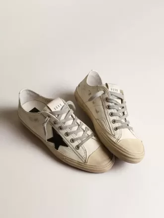 V-Star in pelle nappa con stella in pelle nabuk nera