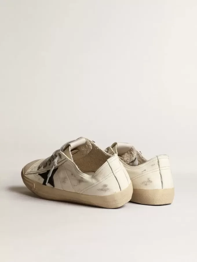 V-Star in pelle nappa con stella in pelle nabuk nera