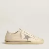 V-Star in tela beige con stella glitterata argento