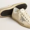 V-Star in tela beige con stella glitterata argento