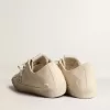 V-Star in tela color crema chiaro con stella in pelle bianco latte