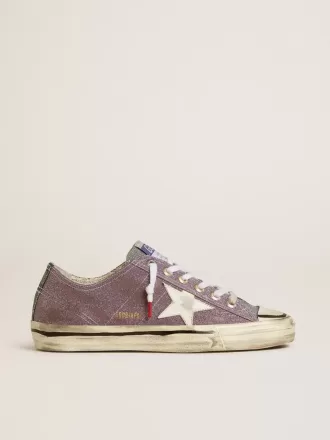 V-Star LAB da donna in pelle lilla e glitter con stella bianca e linguetta glitter argento