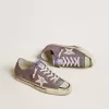 V-Star LAB da donna in pelle lilla e glitter con stella bianca e linguetta glitter argento