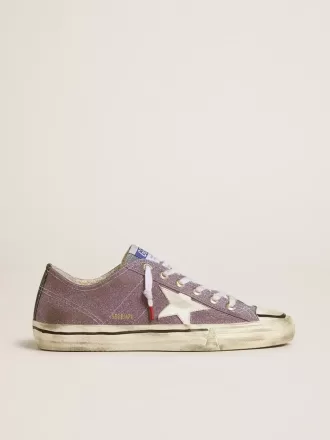 V-Star LAB da uomo in pelle lilla e glitter con stella bianca e linguetta glitter argento