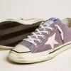 V-Star LAB da uomo in pelle lilla e glitter con stella bianca e linguetta glitter argento