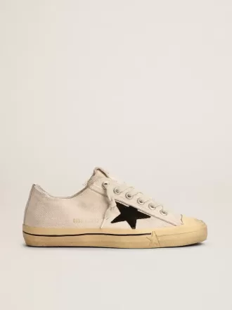 V-Star LTD da donna con stella in pelle scamosciata nera e scritta ricamata