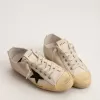 V-Star LTD da donna con stella in pelle scamosciata nera e scritta ricamata