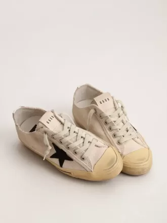 V-Star LTD da donna con stella in pelle scamosciata nera e scritta ricamata