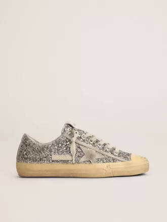 V-Star LTD da donna in glitter argento con stella in pelle scamosciata grigio ghiaccio