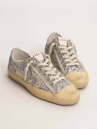 V-Star LTD da donna in glitter argento con stella in pelle scamosciata grigio ghiaccio